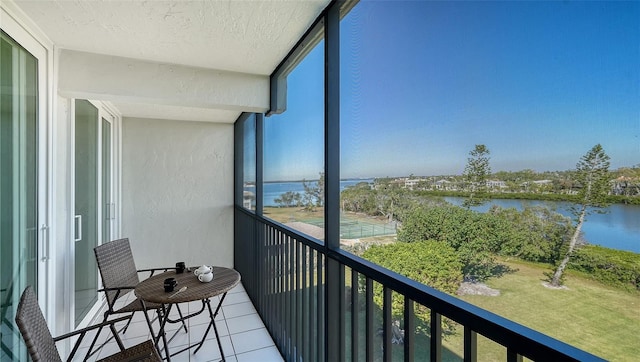 balcony with a water view