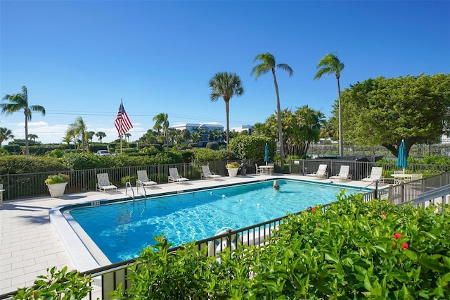 view of swimming pool featuring a patio