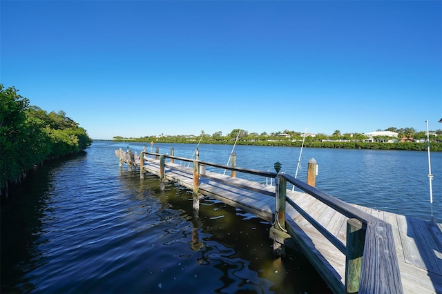 dock area featuring a water view