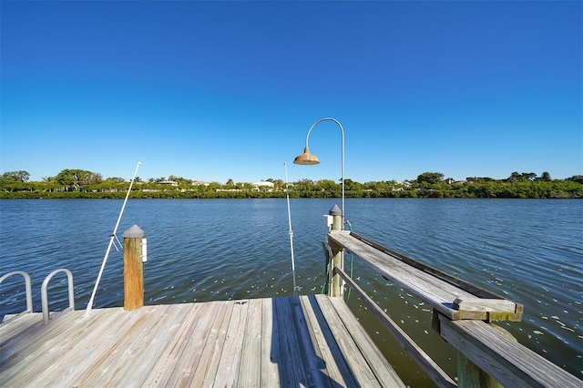 dock area featuring a water view