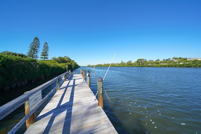 dock area featuring a water view