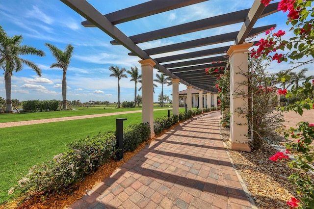 view of patio featuring a pergola