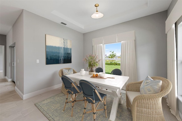 dining room featuring a raised ceiling