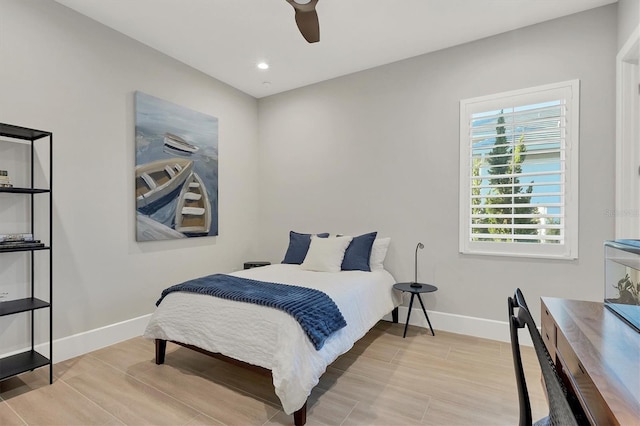 bedroom featuring ceiling fan