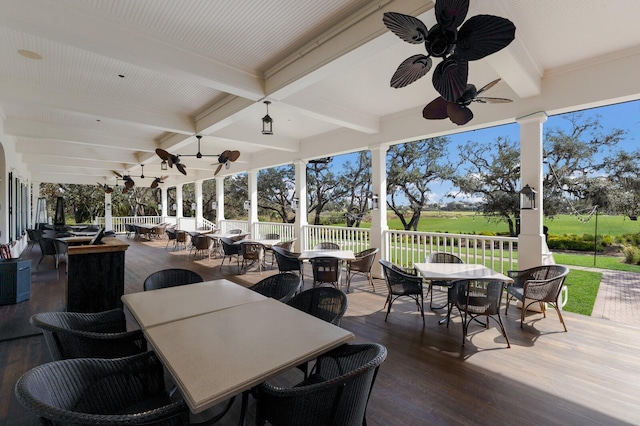 view of patio / terrace featuring ceiling fan