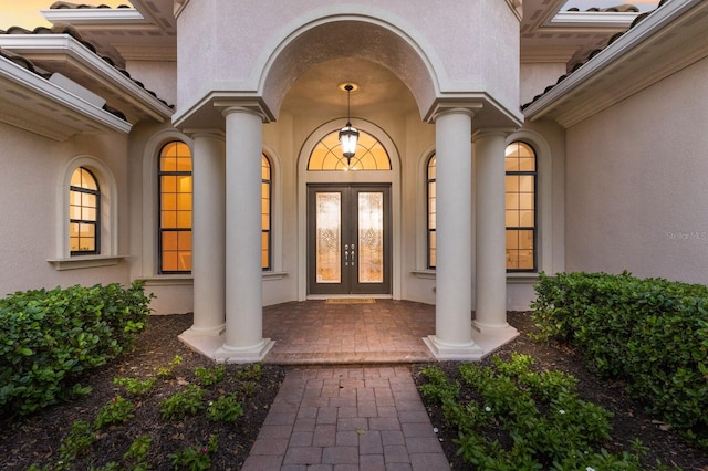 property entrance with french doors