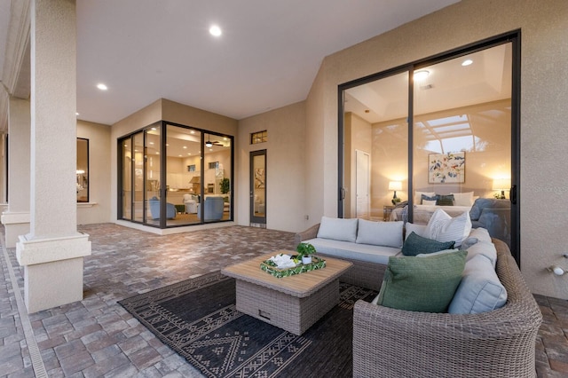 view of patio / terrace featuring an outdoor living space