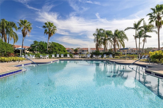 view of pool featuring a patio