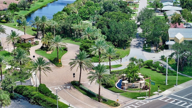 bird's eye view featuring a water view