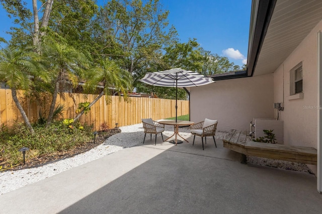 view of patio featuring a fenced backyard