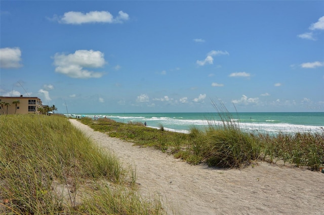 property view of water featuring a view of the beach