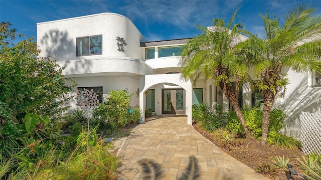 view of front facade featuring french doors