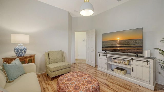 living room featuring light hardwood / wood-style floors