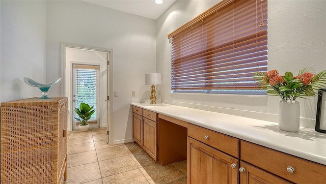 bathroom with vanity and tile patterned floors