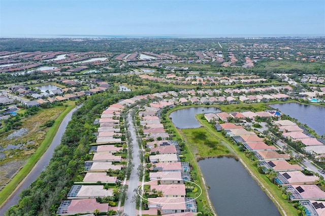 bird's eye view featuring a water view