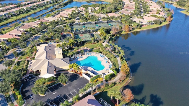 bird's eye view featuring a water view