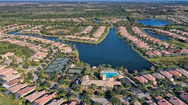 bird's eye view featuring a water view