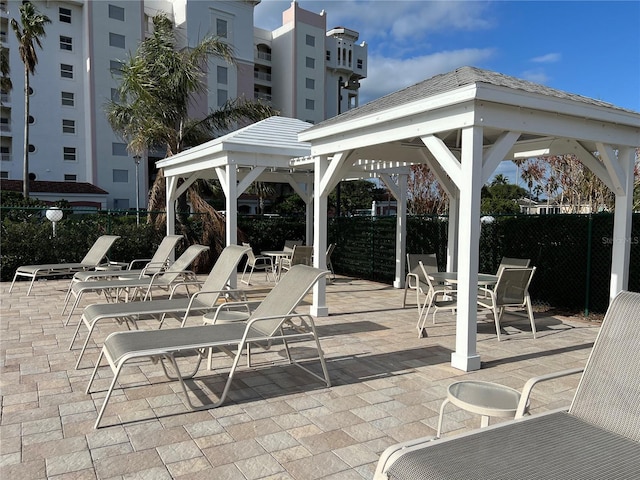 view of patio / terrace featuring a gazebo