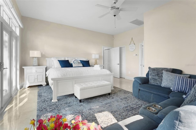 bedroom featuring ceiling fan