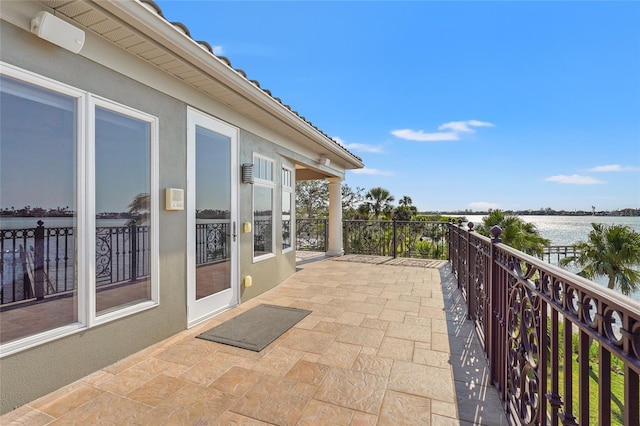 balcony with a water view