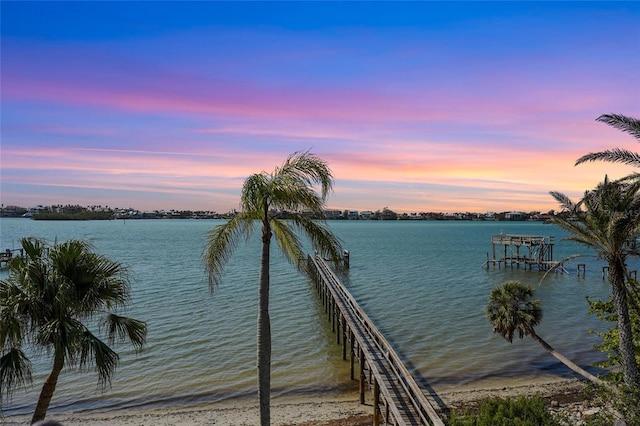 view of dock featuring a water view