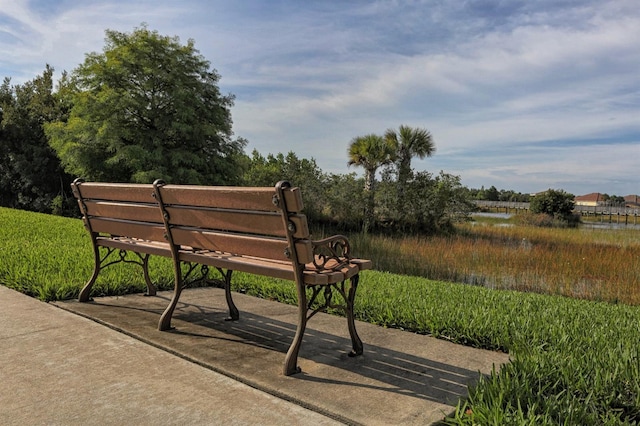 view of community featuring a water view