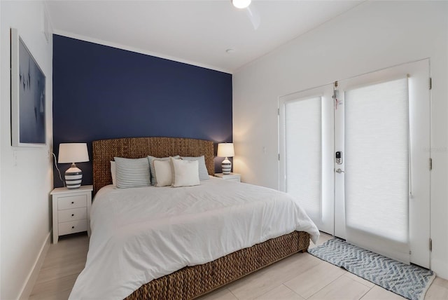 bedroom featuring ceiling fan