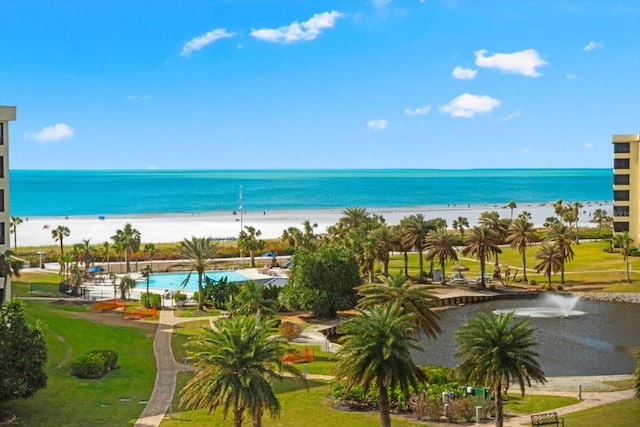 water view featuring a beach view