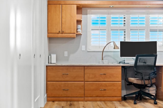 home office featuring light hardwood / wood-style flooring