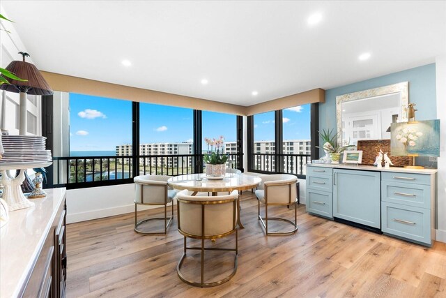 interior space with light hardwood / wood-style flooring