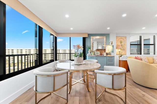 dining room with light hardwood / wood-style floors