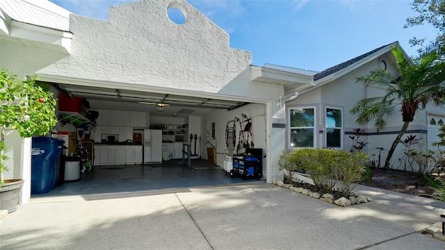 exterior space with a garage