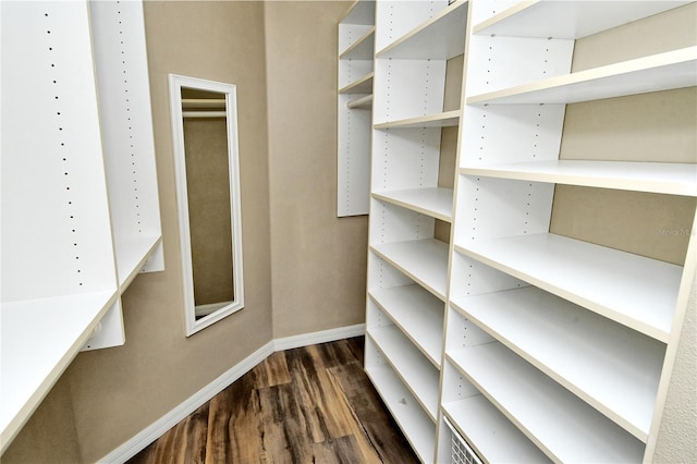 walk in closet featuring dark wood-type flooring