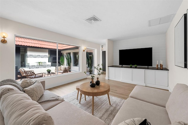 living room featuring light hardwood / wood-style floors