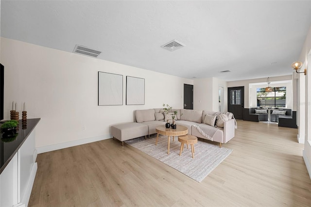 living room featuring light hardwood / wood-style flooring