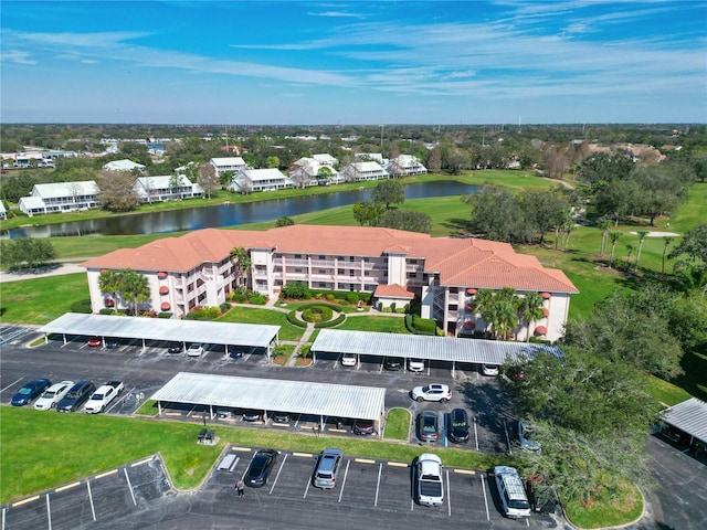 bird's eye view featuring a water view