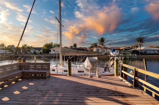 view of dock featuring a water view