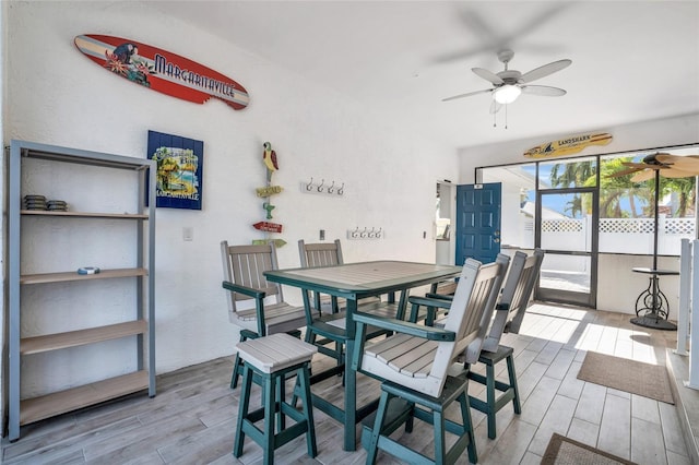 dining area featuring ceiling fan