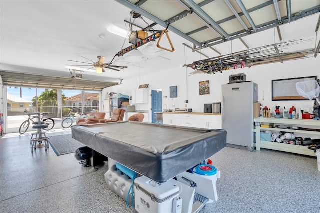 game room featuring ceiling fan and pool table