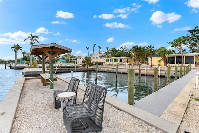 dock area featuring a water view