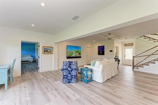 living room featuring light hardwood / wood-style flooring