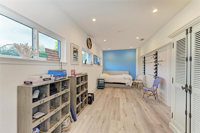 bedroom featuring light wood-type flooring