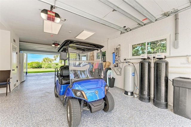 garage with a garage door opener