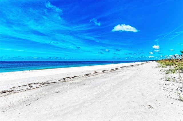 property view of water featuring a view of the beach