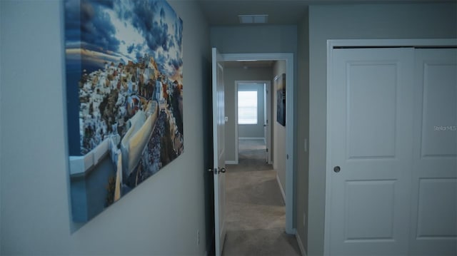 hallway featuring carpet flooring