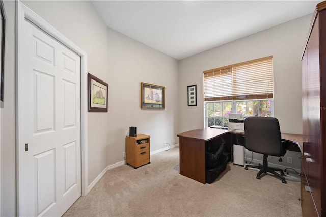 view of carpeted home office