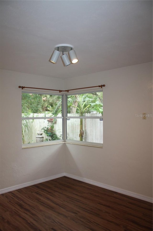 spare room with dark hardwood / wood-style floors