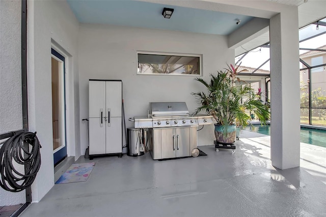 interior space featuring concrete floors