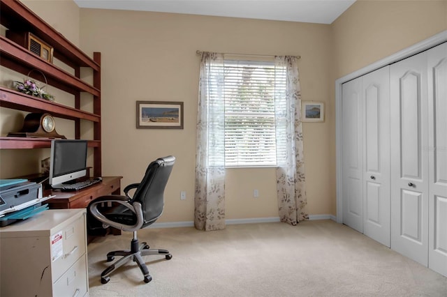 office with light colored carpet