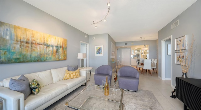 view of tiled living room